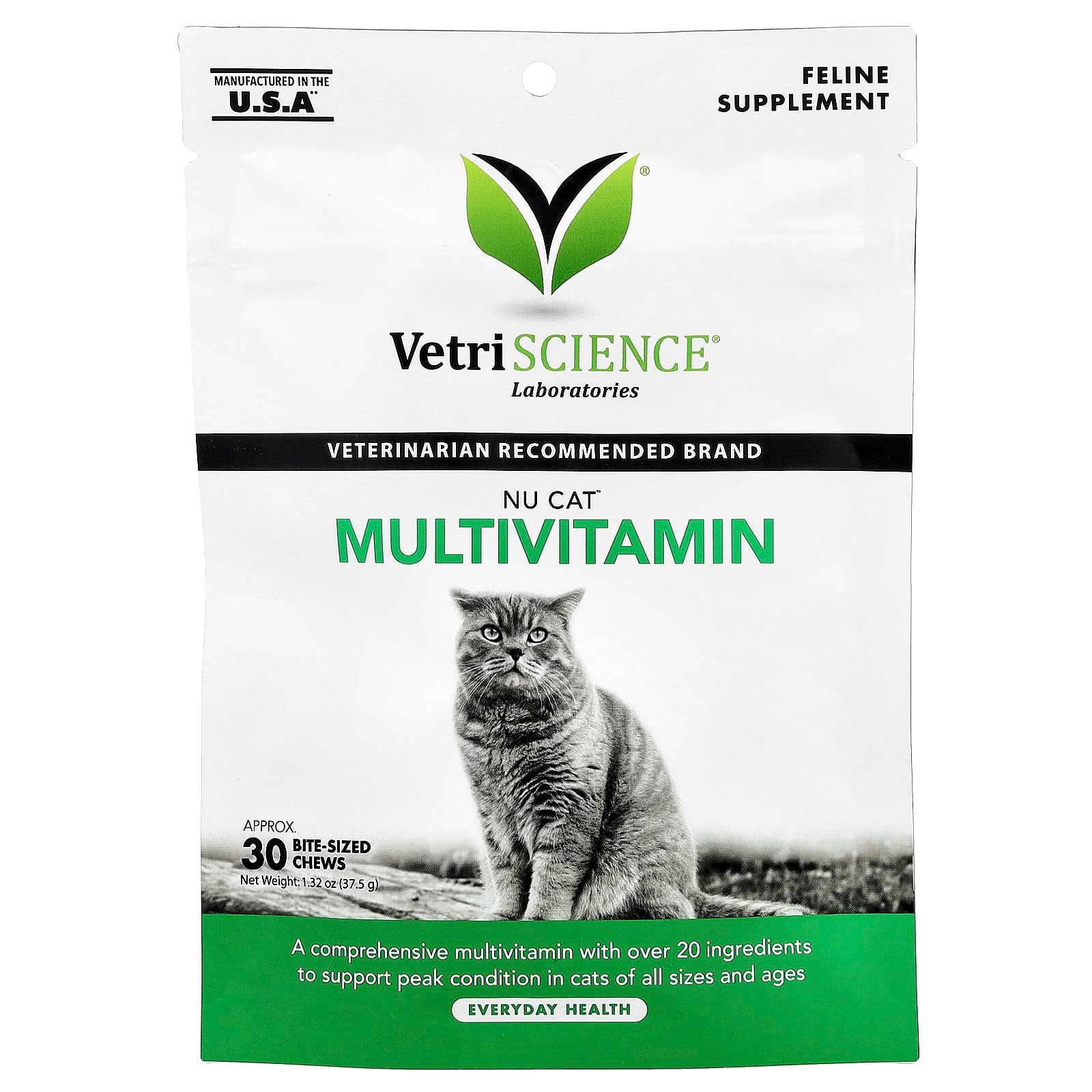 Vetriscience, Nu Cat™ Multivitamin, For Cats, 30 Bite-Sized Chews, 1.32 oz (37.5 g)