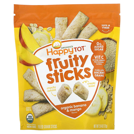Organic Banana & Mango Fruity Sticks for Kids - Happy Family Organics - Image 1