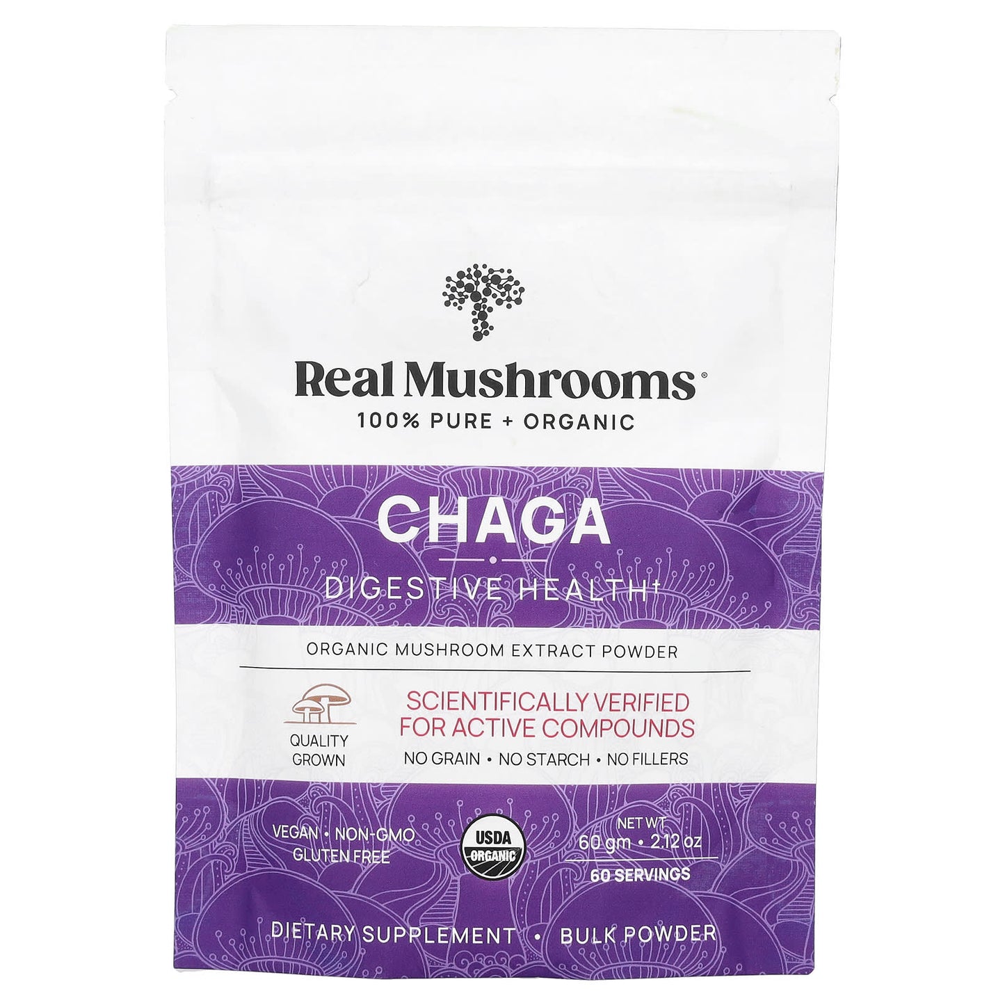 Real Mushrooms, Chaga, Organic Mushroom Extract Powder, 2.12 oz (60 g) - Image 1