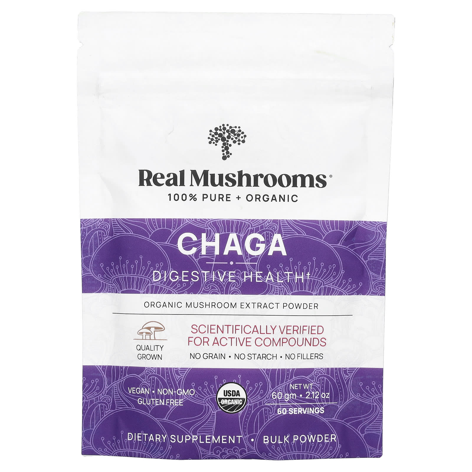 Real Mushrooms, Chaga, Organic Mushroom Extract Powder, 2.12 oz (60 g) - Image 1