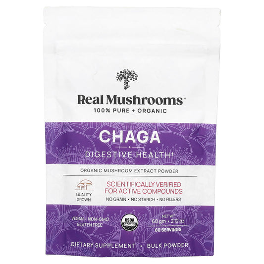 Real Mushrooms, Chaga, Organic Mushroom Extract Powder, 2.12 oz (60 g) - Image 1