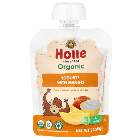 Holle Organic Yogurt with Mango for Babies & Toddlers, 8+ Months, 3 oz (85g) - Image 1