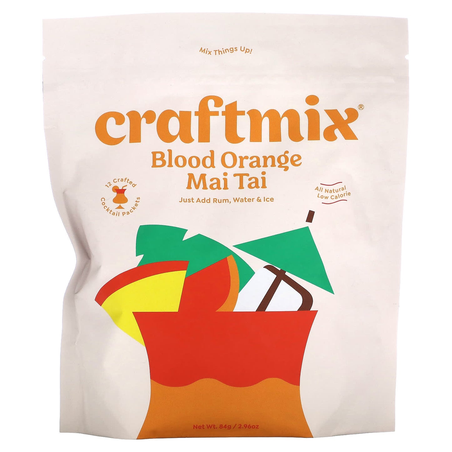 Blood Orange Mai Tai Cocktail Mix Packets by Craftmix, 12 Packets, 2.96 oz - Image 1
