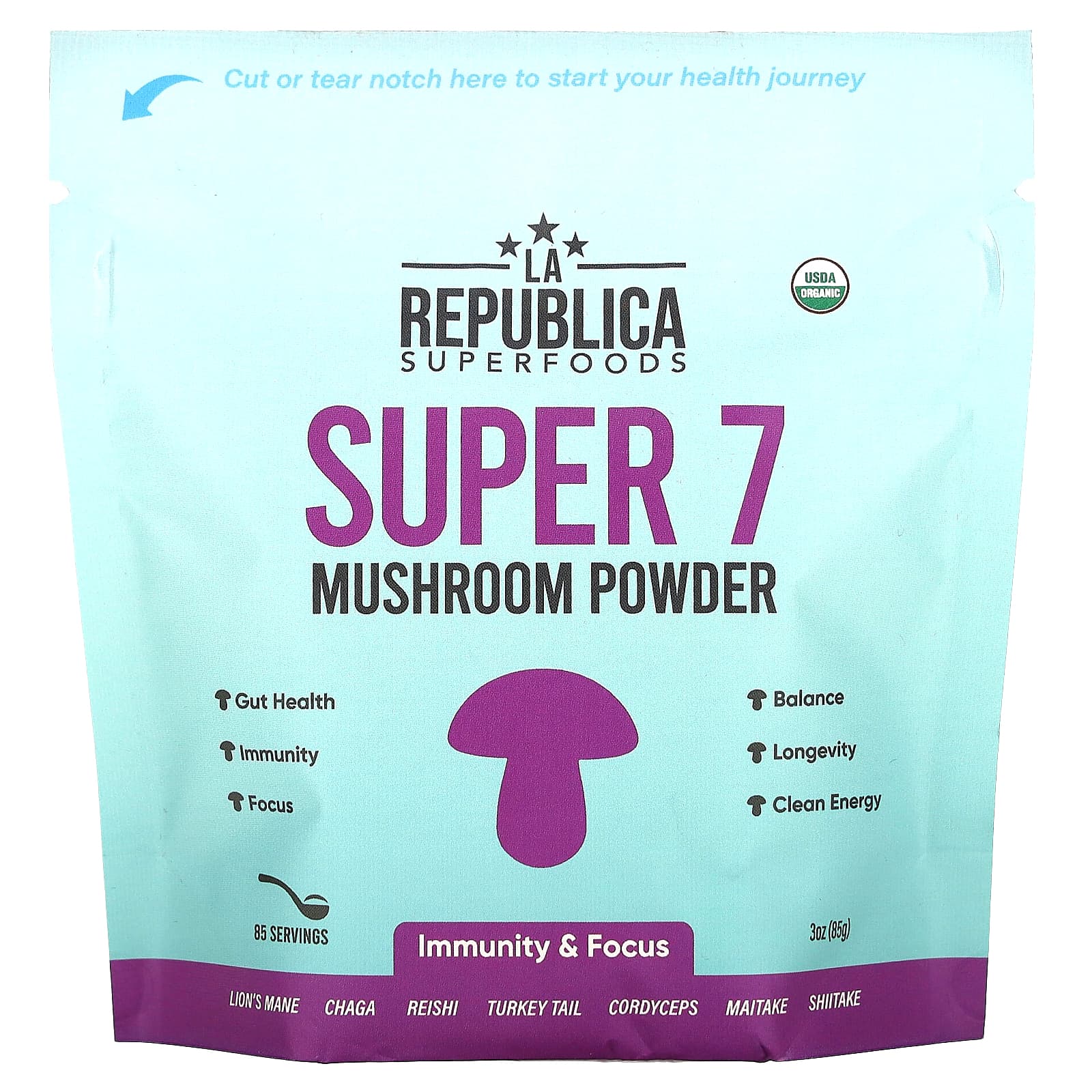 LA Republica, Super 7 Mushroom Powder, 3 oz (85 g) - Image 1