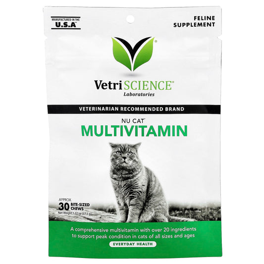 Vetriscience, Nu Cat™ Multivitamin, For Cats, 30 Bite-Sized Chews, 1.32 oz (37.5 g) - Image 1