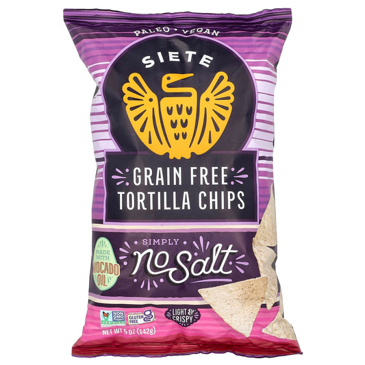 Siete, Grain Free Tortilla Chips, Simply No Salt, 5 oz (142 g) - Image 1