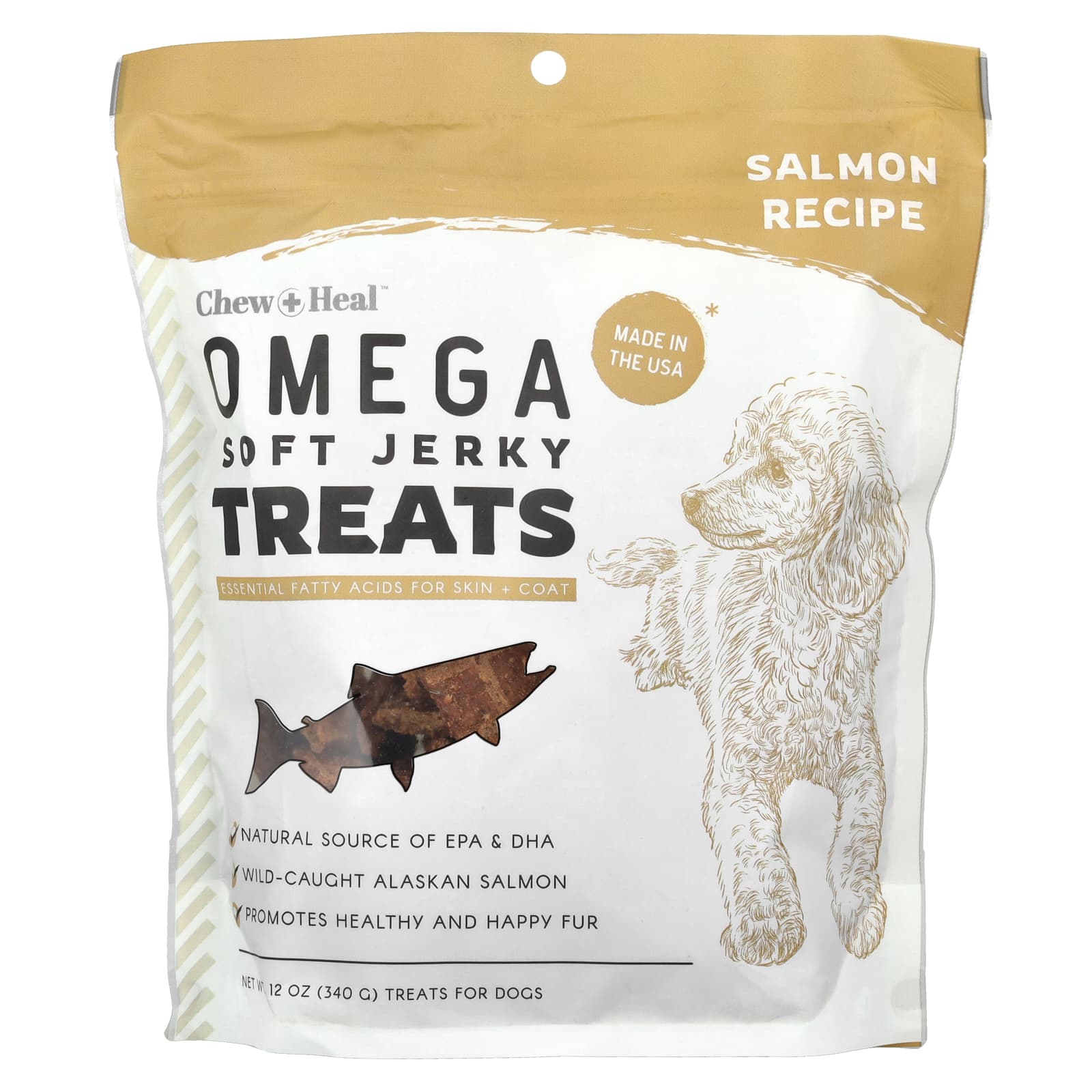 Wild-Caught Salmon Dog Treats - Omega Soft Jerky by Chew + Heal - Image 1