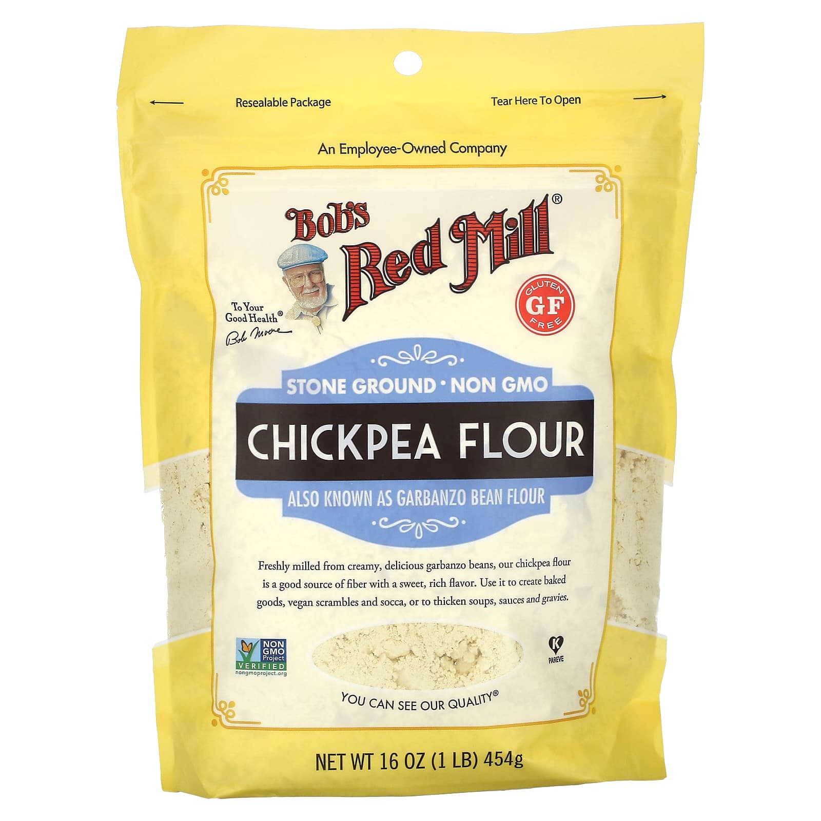 Gluten Free Chickpea Flour by Bob's Red Mill, 1 lb (454g) - Image 1