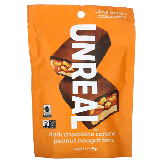 Unreal, Dark Chocolate Caramel Peanut Nougat Bars, 3.4 oz (95 g) - Image 1