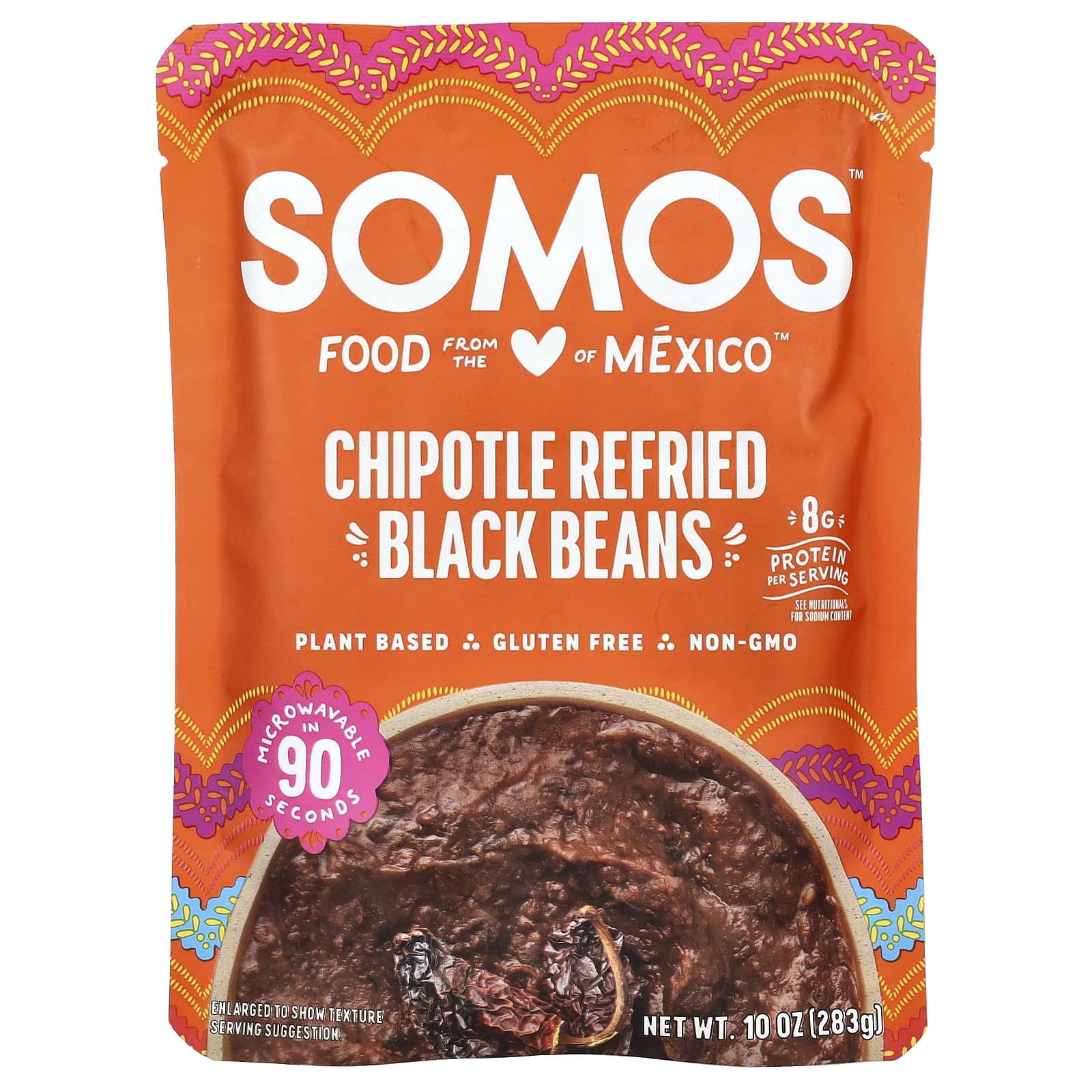 Somos, Chipotle Refried Black Beans, Medium, 10 oz (283 g) - Image 1