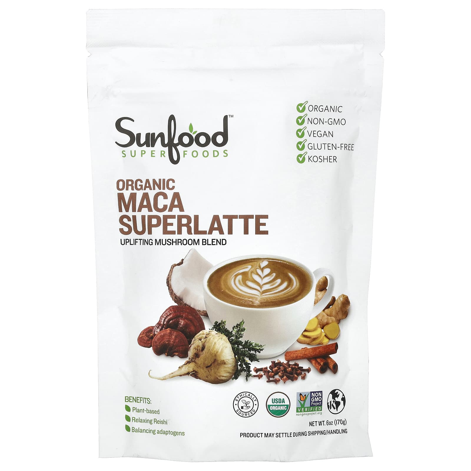 Sunfood, Organic Maca Superlatte, 6 oz (170 g) - Image 1