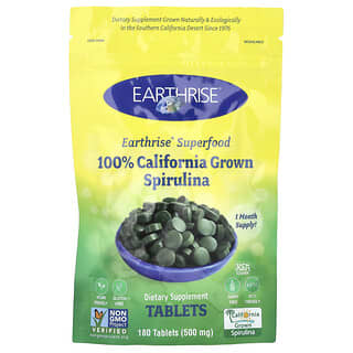 California Grown Spirulina Supplement by Earthrise, 500 mg, 180 Tablets