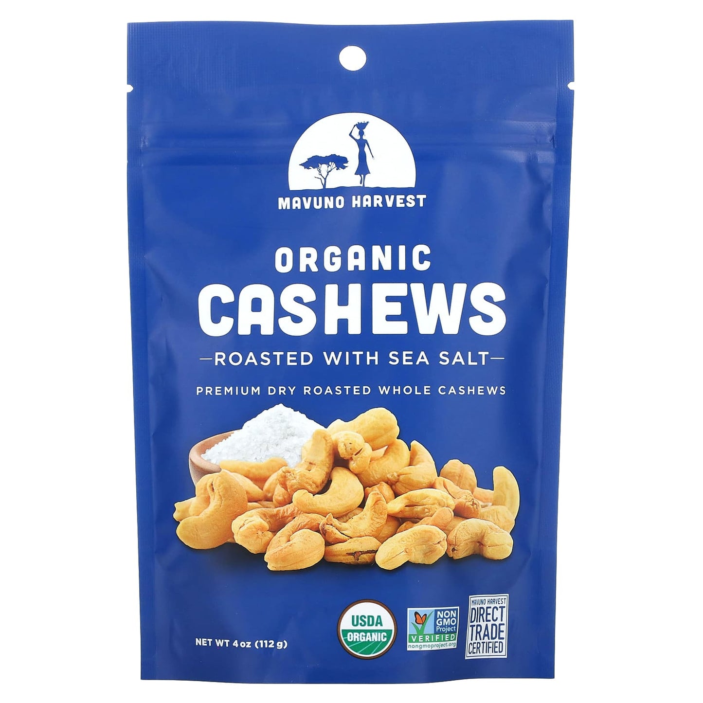 Mavuno Harvest, Organic Cashews, Roasted with Sea Salt, 4 oz (112 g) - Image 1