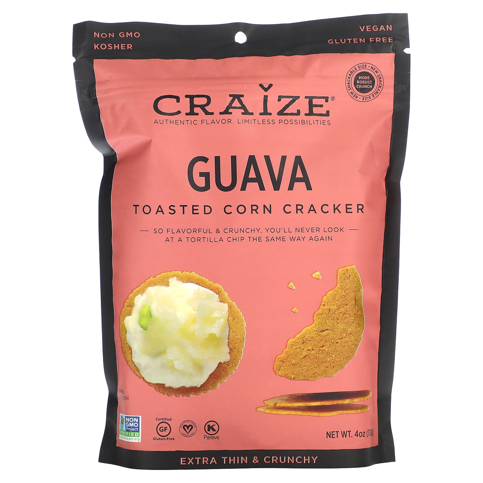 Guava Craize Toasted Corn Snack Crackers - Gluten Free & Vegan - Image 1