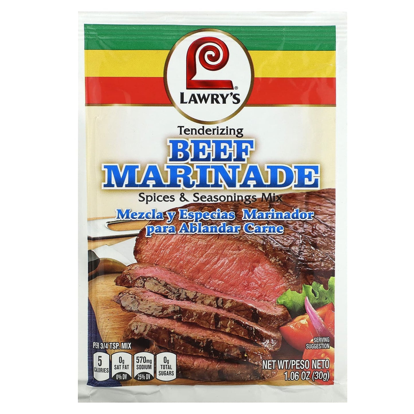 Lawry's, Tenderizing Beef Marinade, Spices & Seasonings Mix, 1.06 oz (30 g) - Image 1