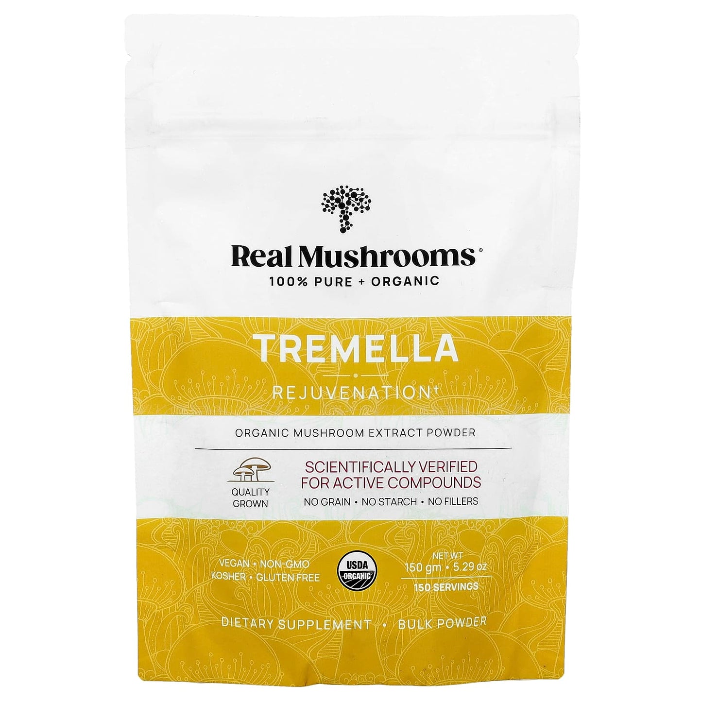 Real Mushrooms, Tremella, Organic Mushroom Extract Powder , 5.29 oz (150 g) - Image 1