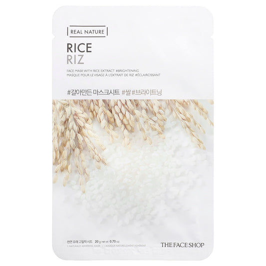 The Face Shop, Real Nature, Beauty Face Mask, Rice, 1 Sheet, 0.70 oz (20 g) - Image 1