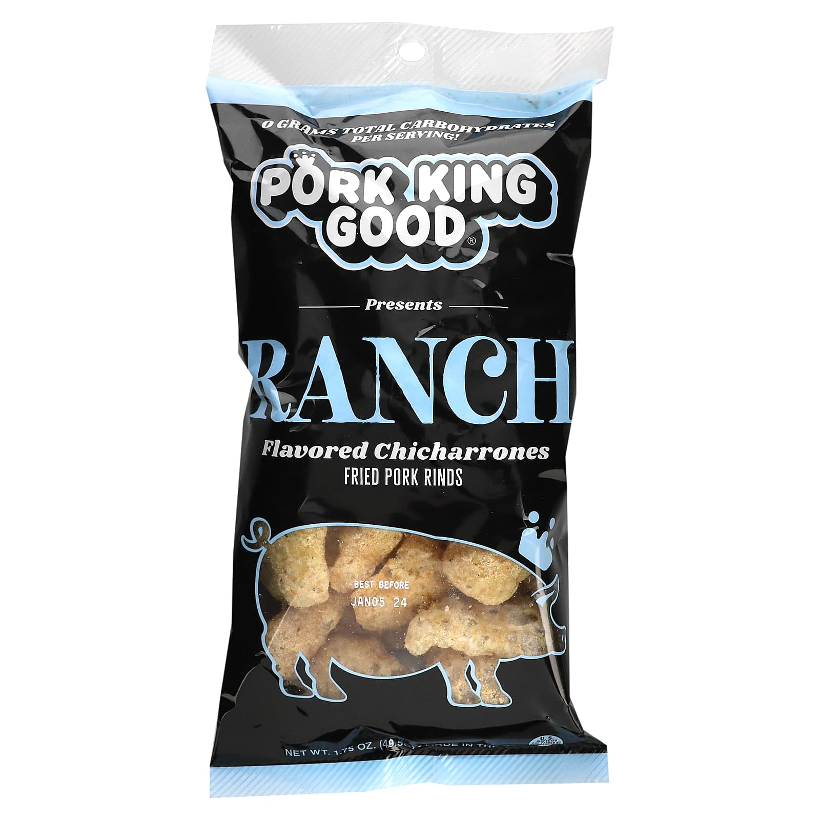 Pork King Good, Flavored Chicharrones, Ranch, 1.75 oz (49.5 g) - Image 1