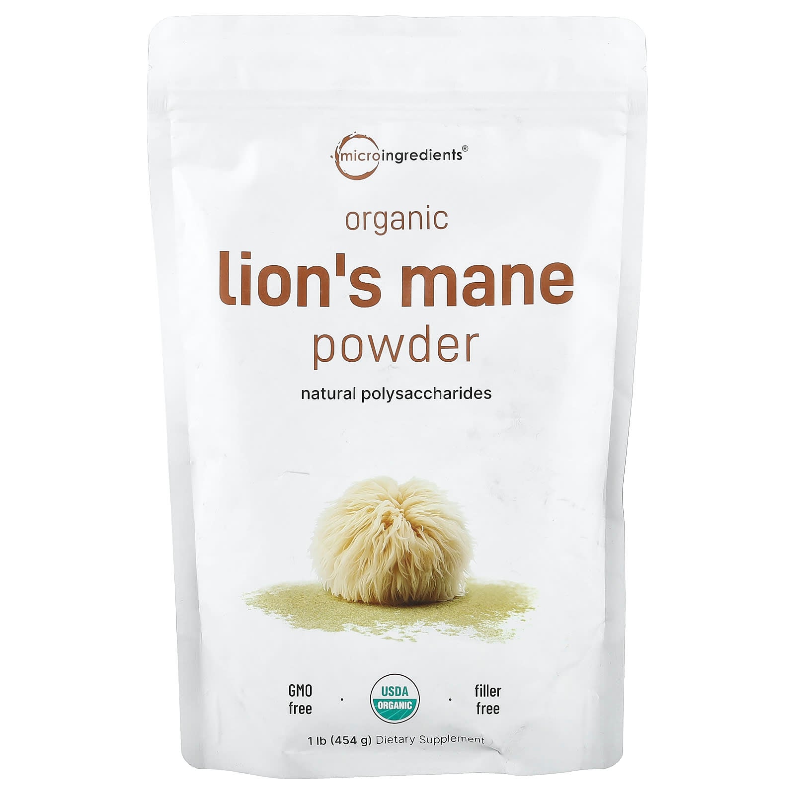 Micro Ingredients, Organic Lion's Mane Powder, 1 lb (454 g) - Image 1