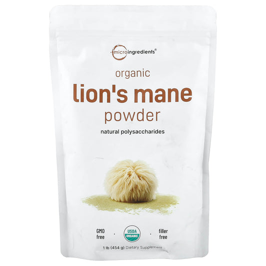 Micro Ingredients, Organic Lion's Mane Powder, 1 lb (454 g) - Image 1
