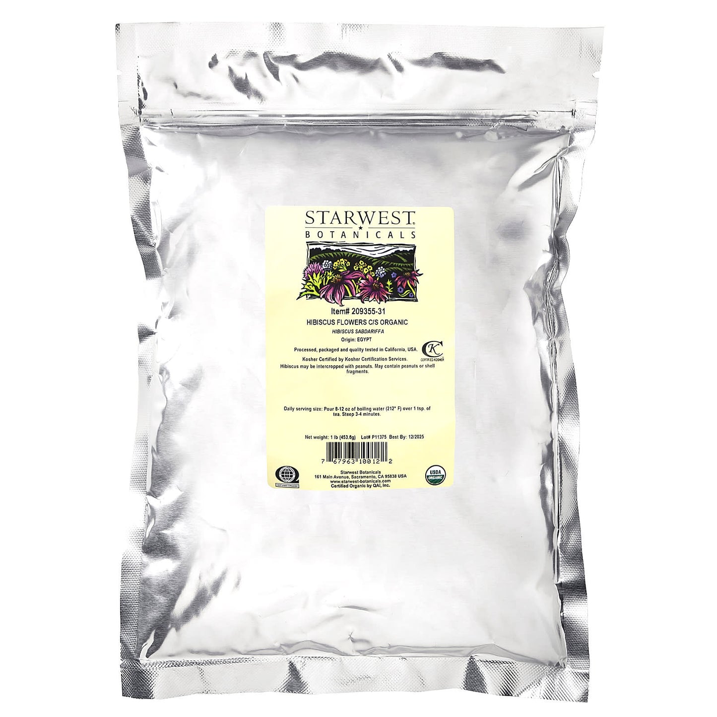 Starwest Botanicals, Organic Hibiscus Flowers C/S, 1 lb (453.6 g) - Image 2