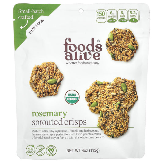 Organic Sprouted Crisps with Rosemary, 4 oz (113g) - Image 1