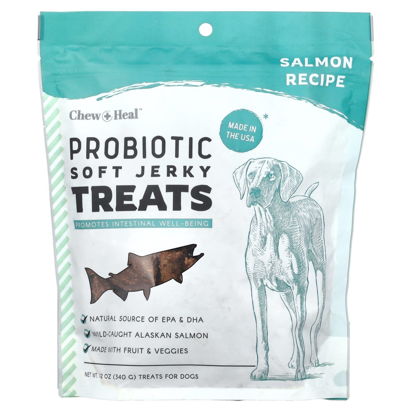 Wild-Caught Salmon Probiotic Soft Jerky Treats for Dogs - 12 oz - Image 1