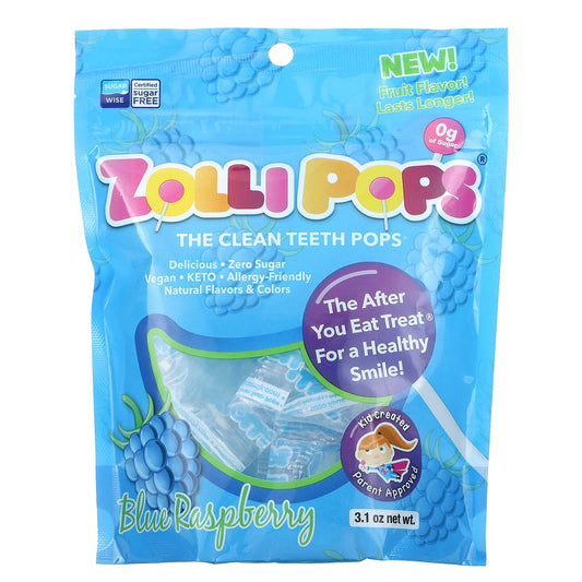 Zollipops, The Clean Teeth Pops, Blue Raspberry, 3.1 oz - Image 1