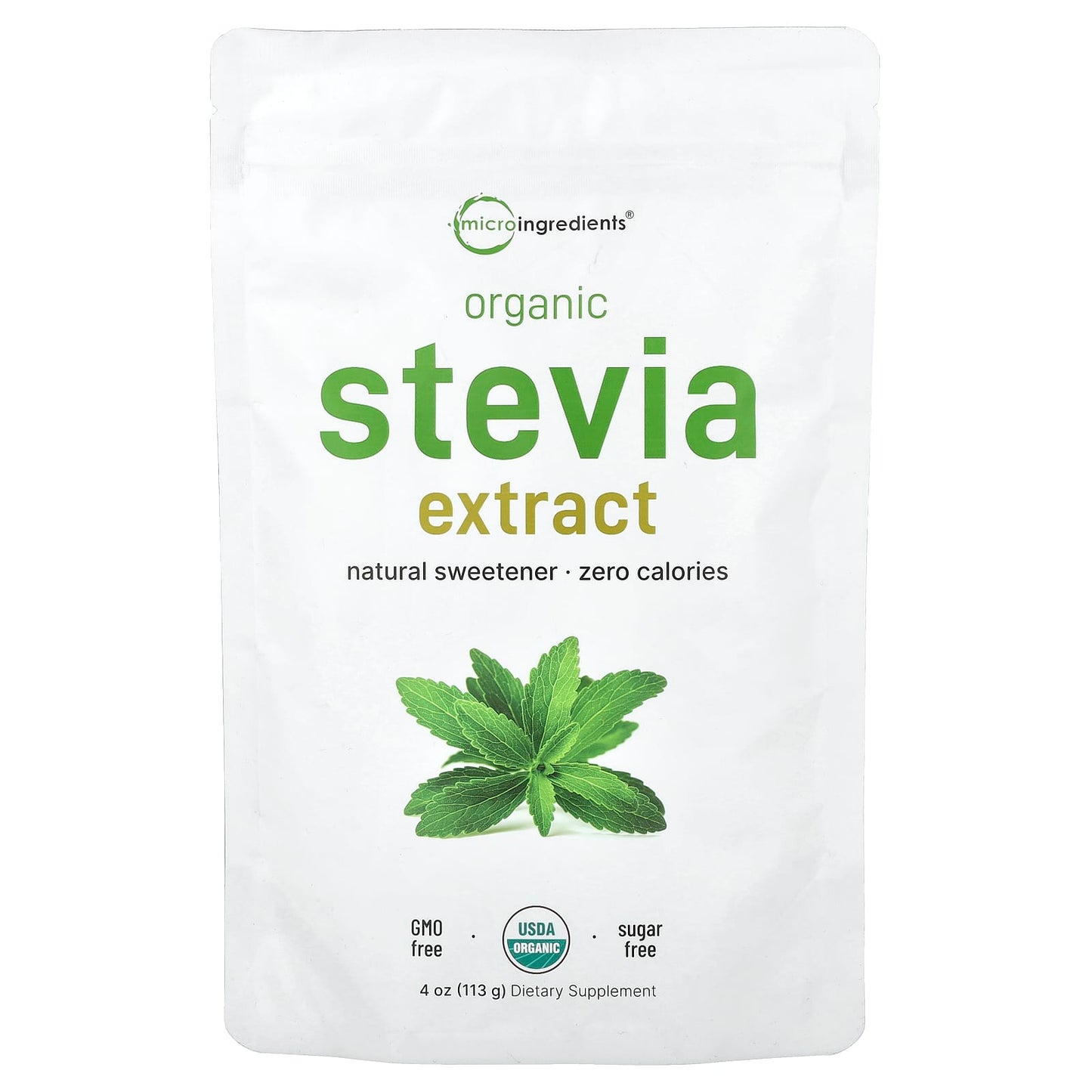 Micro Ingredients, Organic Stevia Extract, 4 oz (113 g) - Image 1