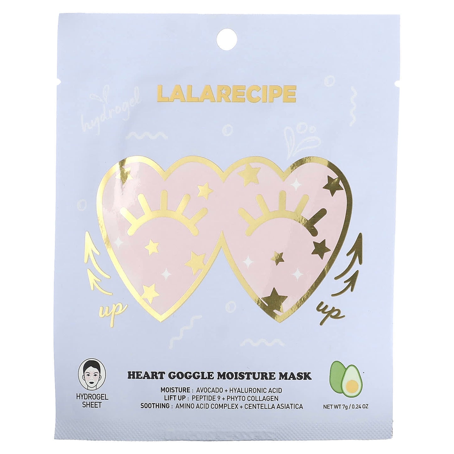 Lalarecipe, Heart Goggle Moisture Beauty Mask, 1 Sheet, 0.24 oz (7 g) - Image 1