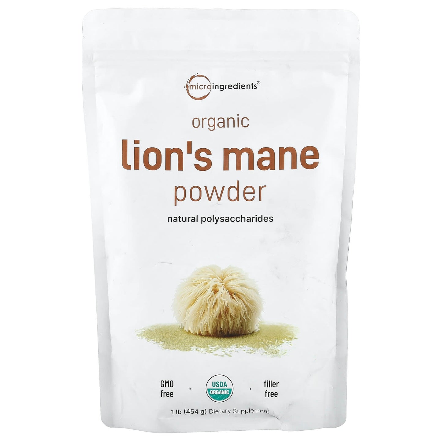 Micro Ingredients, Organic Lion's Mane Powder, 1 lb (454 g) - Image 1