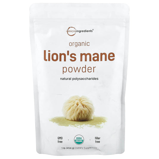 Micro Ingredients, Organic Lion's Mane Powder, 1 lb (454 g) - Image 1