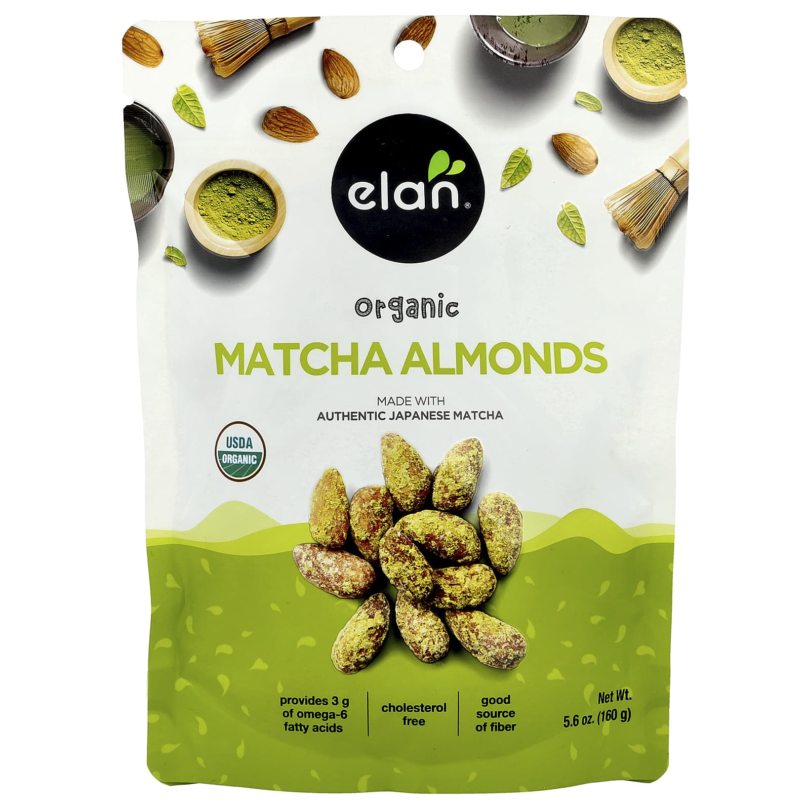 Matcha Infused Organic Almonds by Elan, 5.6 oz (160g) - Image 1
