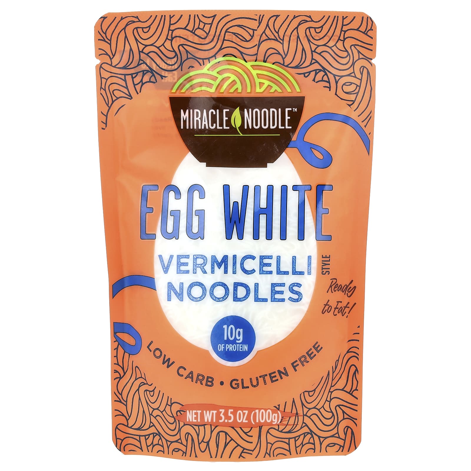 Miracle Noodle, Vermicelli Style Noodles, Egg White, 3.5 oz (100 g) - Image 1