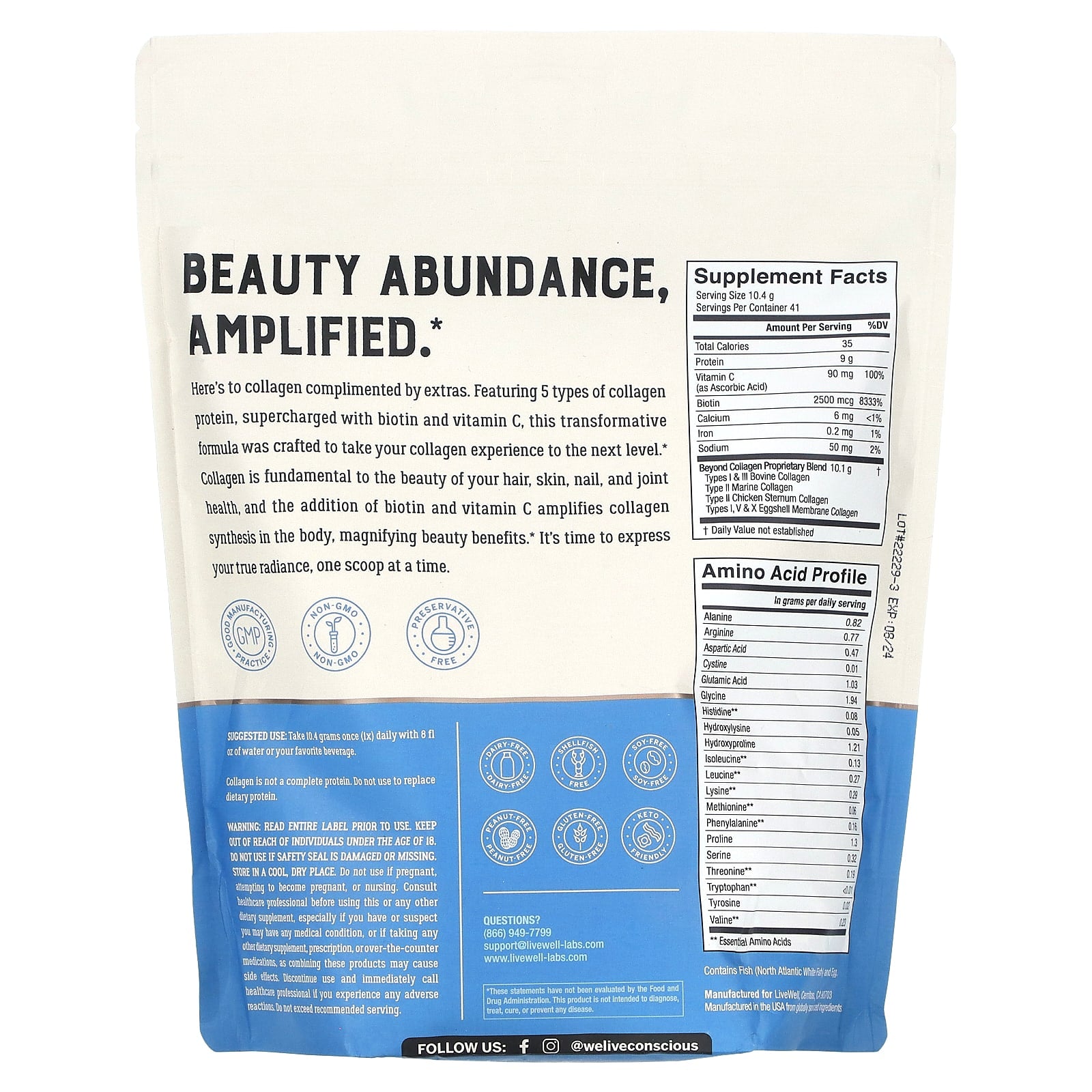 Live Conscious, Beyond Collagen,  With Biotin & Vitamin C, 15 oz (427 g) - Image 2