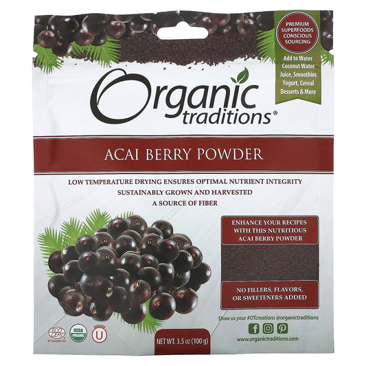 Organic Traditions, Acai Berry Powder, 3.5 oz (100 g) - Image 1