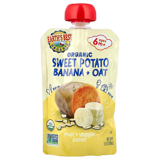 Organic Baby Food | Earth's Best Sweet Potato Banana + Oat Puree - Image 1