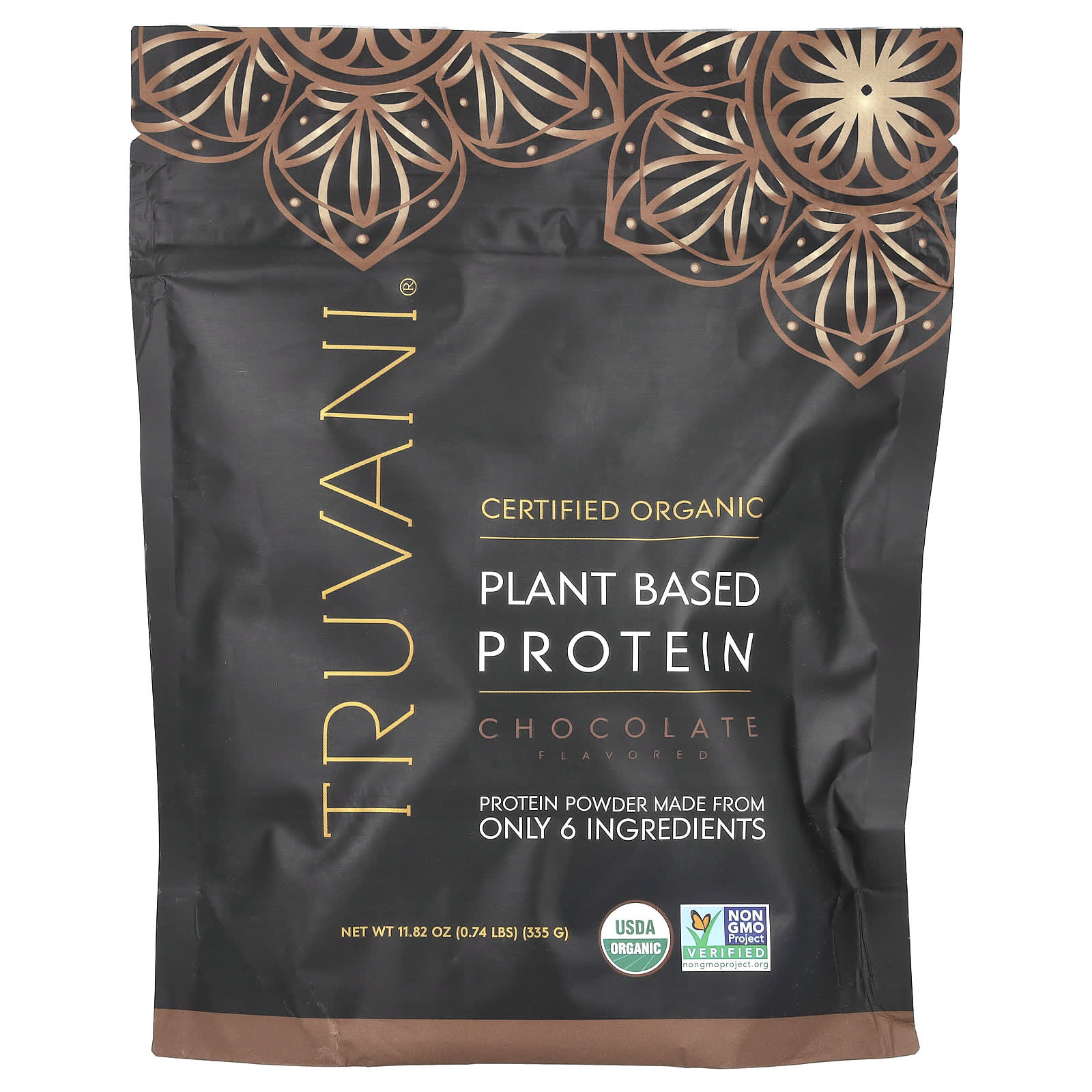 Truvani, Plant Based Protein, Chocolate, 0.74 lbs (335 g) - Image 1