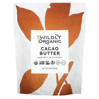 Wildly Organic USDA Organic Cacao Butter, 8 oz for Chocolate Making & Skin