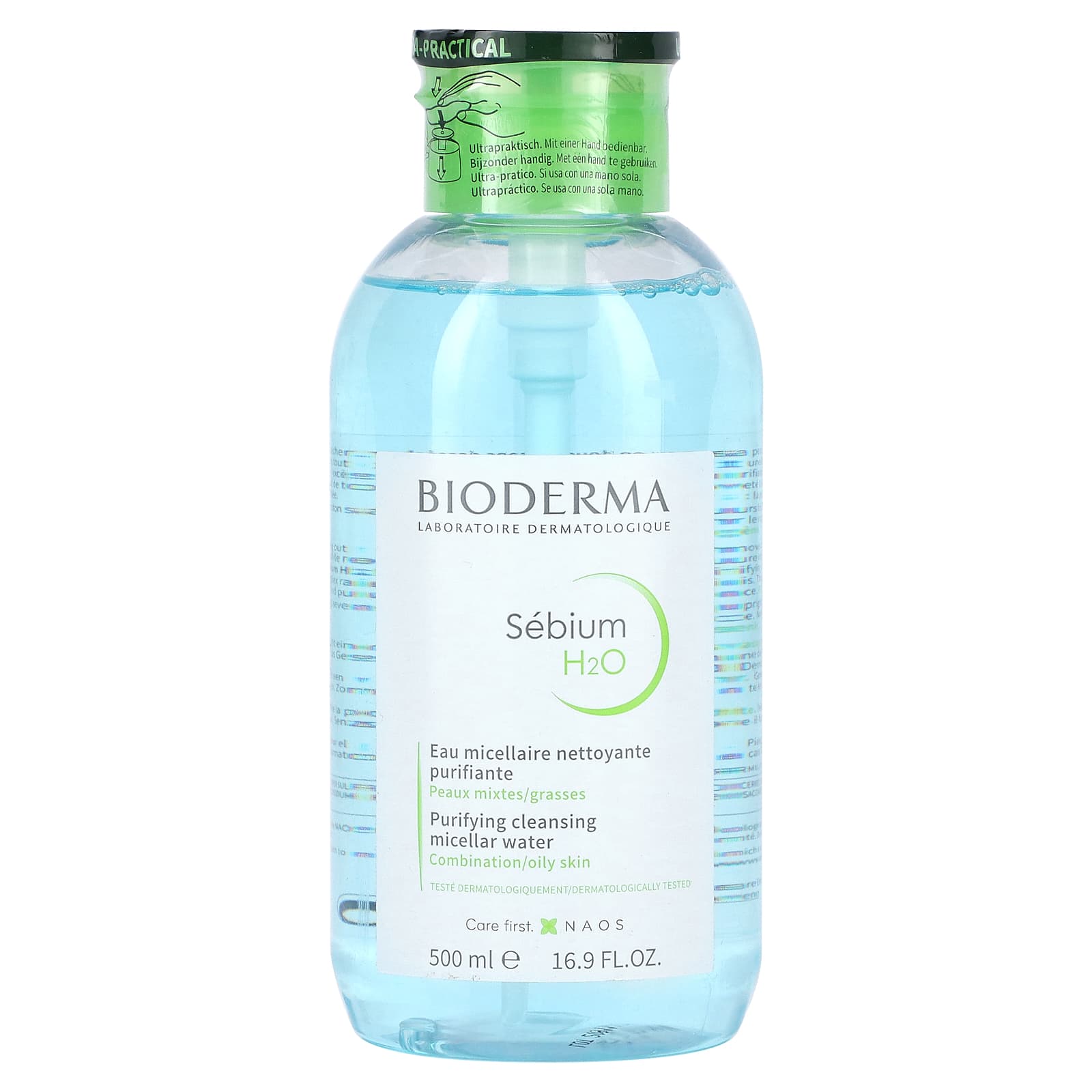 Bioderma Sebium H2O Micellar Water for Combination/Oily Skin, 16.9 fl oz (500 ml) - Image 1