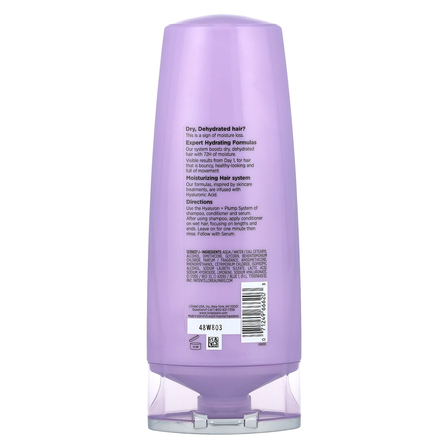 L'Oréal, Elvive, Hyaluron + Pump, 72H Hydrating Conditioner, Dry, Dehydrated Hair, 12.6 fl oz (375 ml) - Image 2