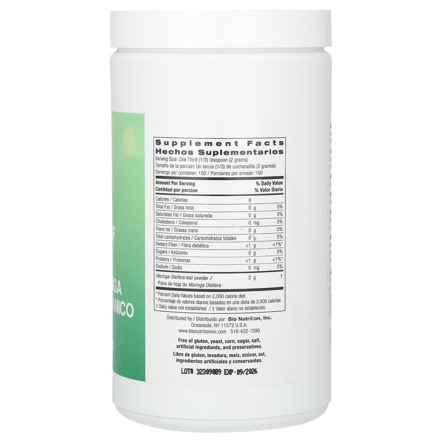 Organic Moringa Leaf Powder by Bio Nutrition, 300g - Image 2