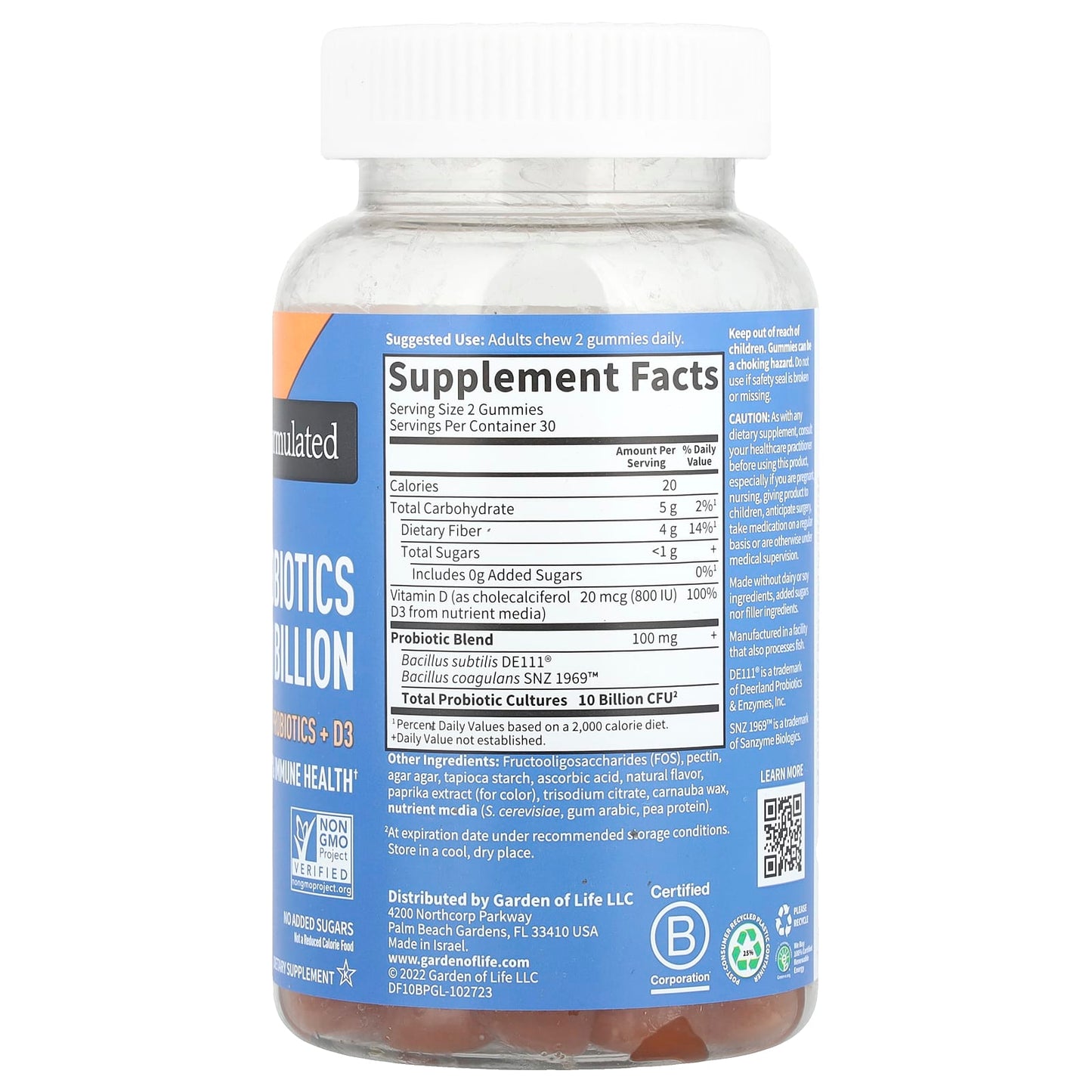 Garden of Life Orange Dream Probiotics, 10 Billion CFU, 60 Vegan Gummies - Image 2