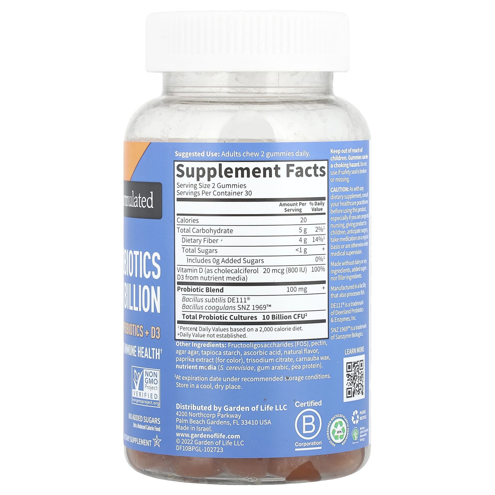 Garden of Life Orange Dream Probiotics, 10 Billion CFU, 60 Vegan Gummies - Image 2