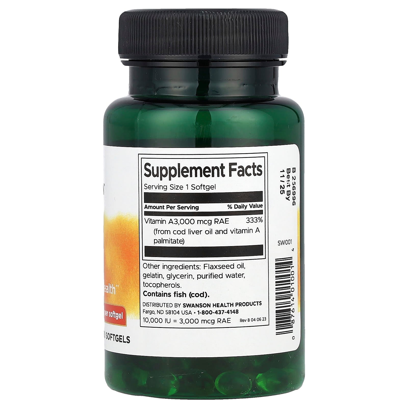 Swanson, Vitamin A, 10,000 IU (3,000 mcg RAE), 250 Softgels - Image 2