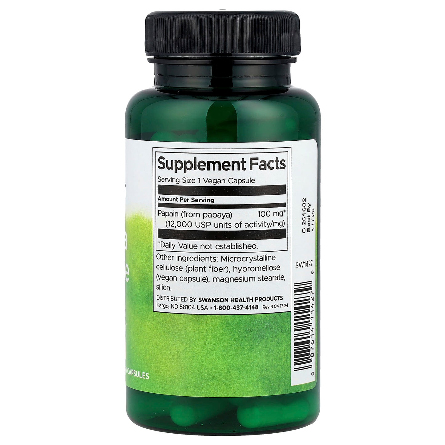 Swanson, Papaya Enzyme Papain, 100 mg, 90 Vegan Capsules - Image 2