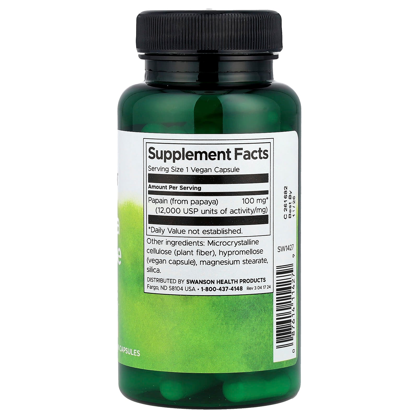 Swanson, Papaya Enzyme Papain, 100 mg, 90 Vegan Capsules - Image 2