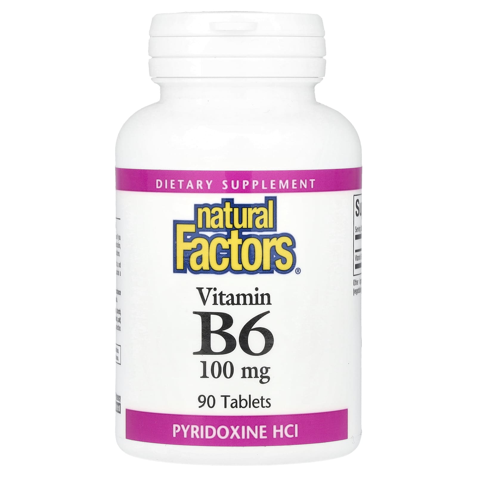 Natural Factors, Vitamin B6, 100 mg, 90 Tablets - Image 1