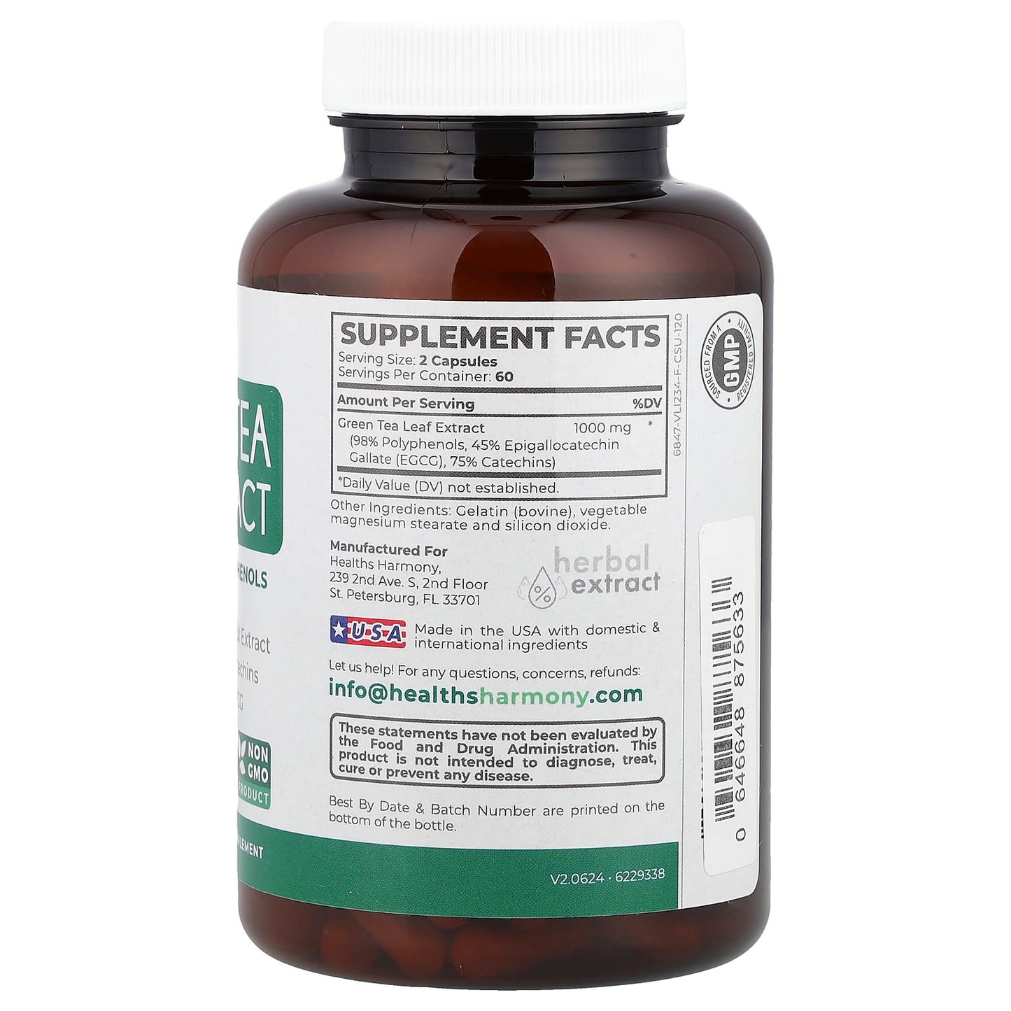 Boost Energy & Antioxidants with Green Tea Extract Capsules by Healths Harmony - Image 2