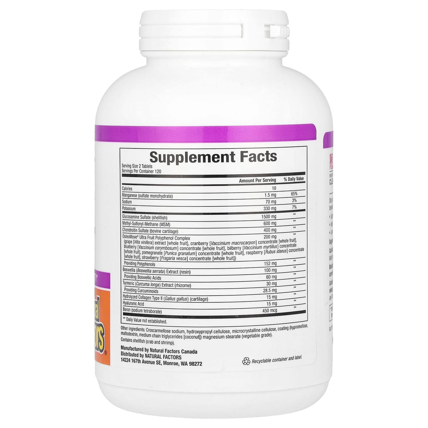 Natural Factors, OsteoMove®, Extra Strength Joint Care, 240 Tablets - Image 2